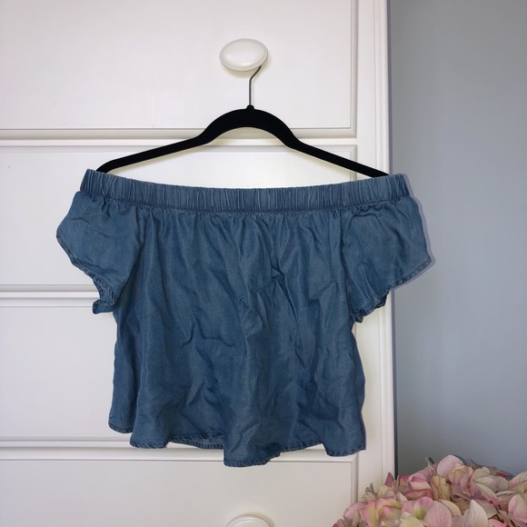 Cotton On Off-the-Shoulder Denim Shirt - Picture 1 of 1